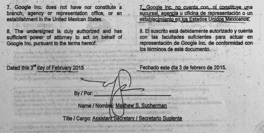 Alegaciones de Google ante demanda en Mexico